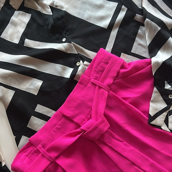 fab'rik High Waist Pink Shorts with Paper Bag Waist - Picture 2 of 9